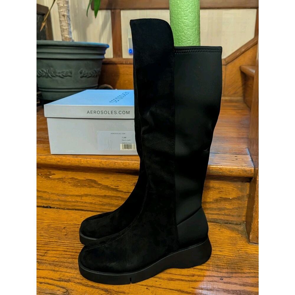 NWT Aerosoles Flavia Tall Riding Boots Women's 7.5M Black Box $110 - Picture 4 of 11